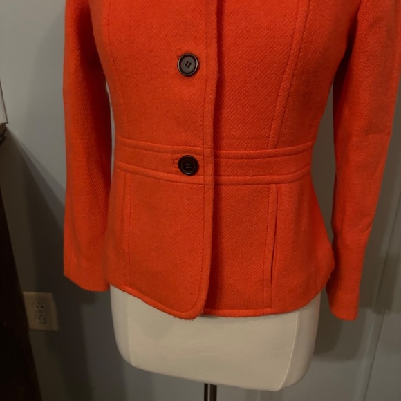 NWOT Talbots Orange Button Up Wool Blend Blazer (Women's 4P Petite) - Picture 3 of 9